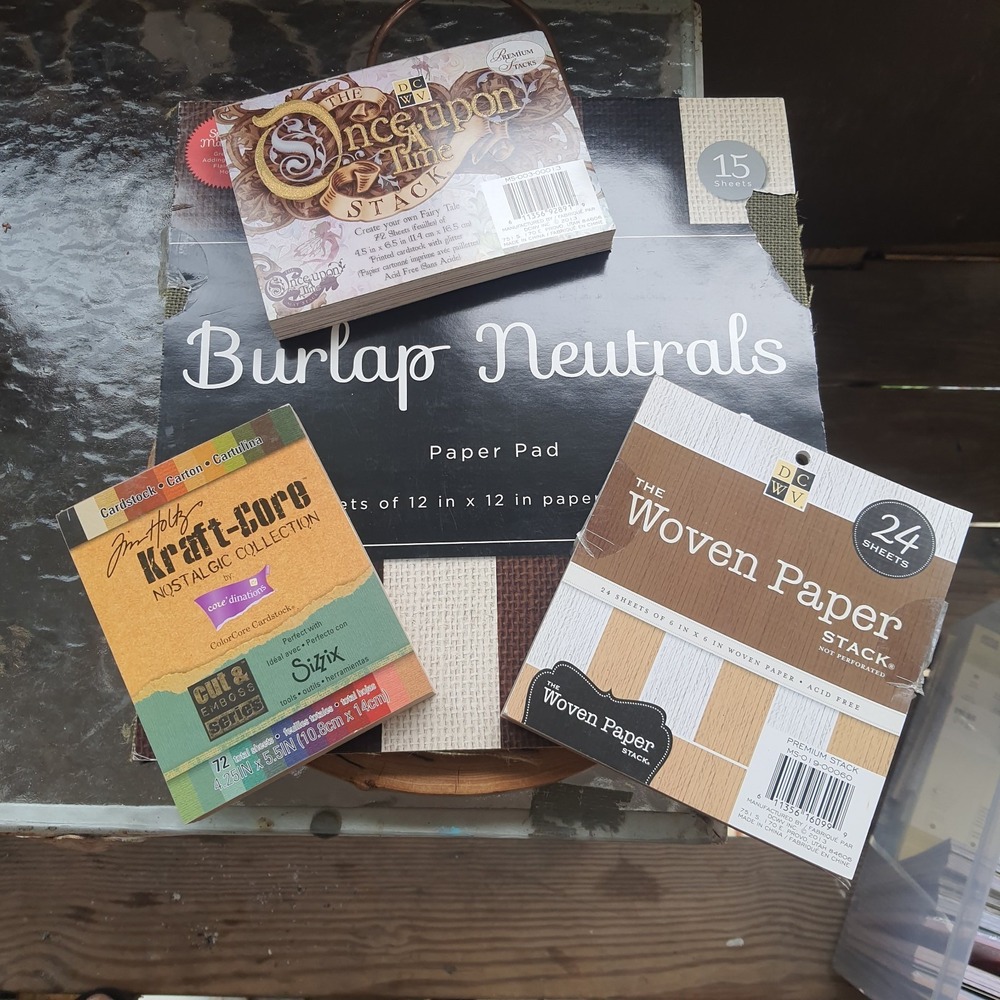 4Pc. Lot Craft Scrapbook Junk Journal Cardmaking Paper Stacks, Burlap, Fairytale